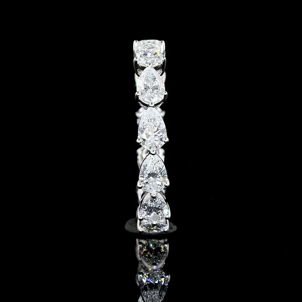 14K White Gold East-West Pear Cut Lab Diamond Eternity Band - 2.05 Carats Total Diamond Weight - Covaloro Fine Jewelry - Image 2