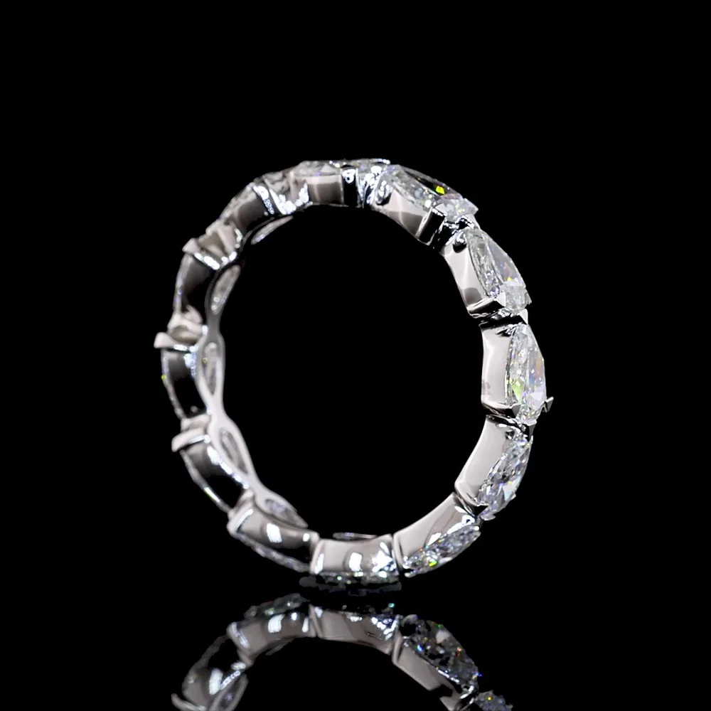 14K White Gold East-West Pear Shaped Lab Diamond Eternity Band - 1.84 Carat Total Weight, E-F Color VS1 Clarity, 12 Stones - Covaloro Fine Jewelry - Image 3