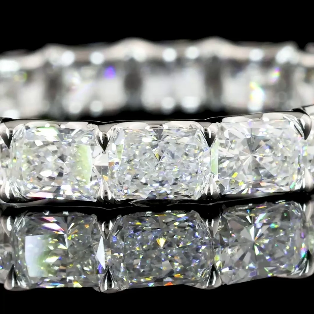 14K White Gold East-West Radiant Cut Lab Diamond Eternity Band - 2.41 Carat Total Diamond Weight, 17 Stones, E-F Color VS2 Clarity - Covaloro Fine Jewelry - Image 3