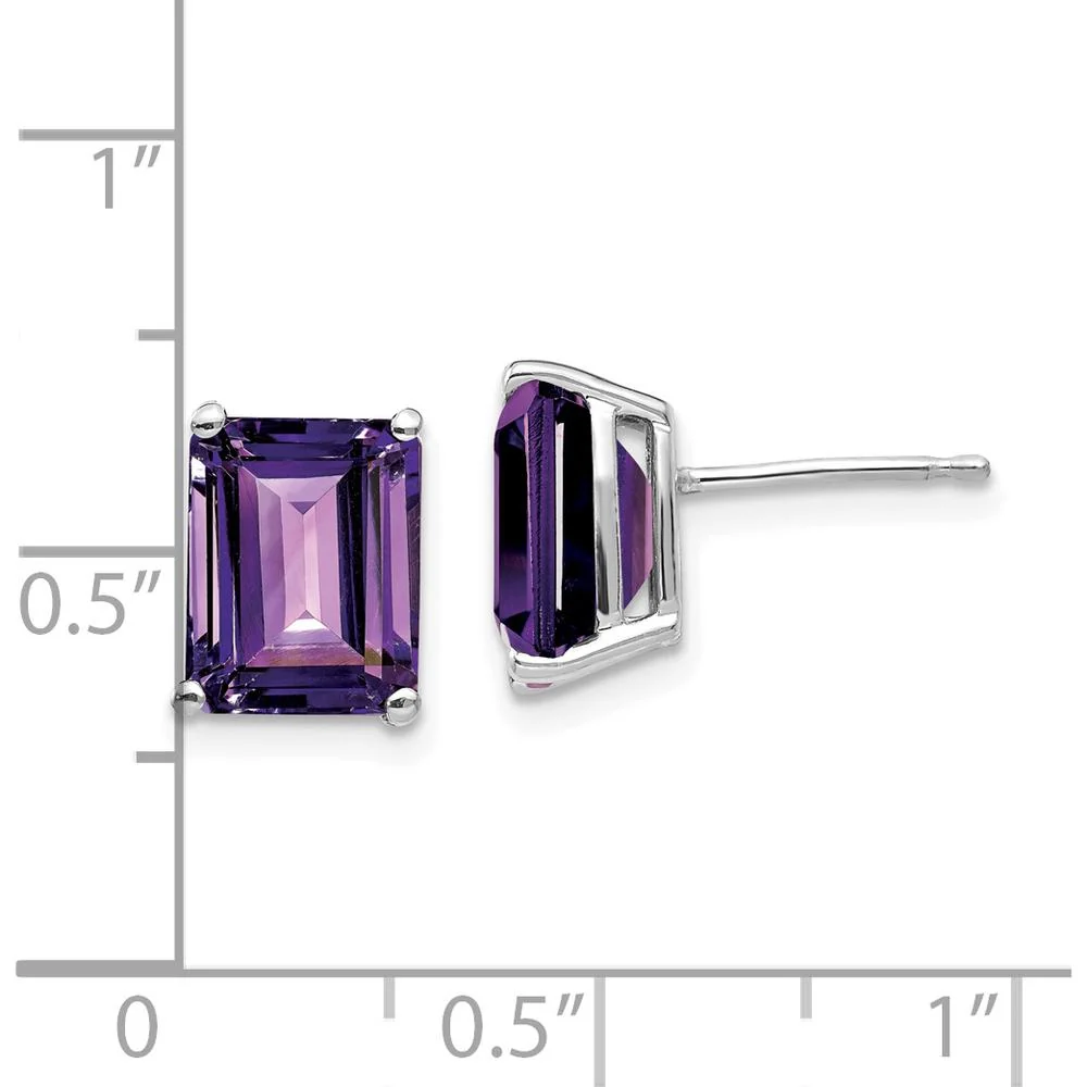 14K White Gold Emerald Cut Amethyst Stud Earrings - 2.15 Carat Total Amethyst Weight by Monteluci Fine Jewelry - Image 4