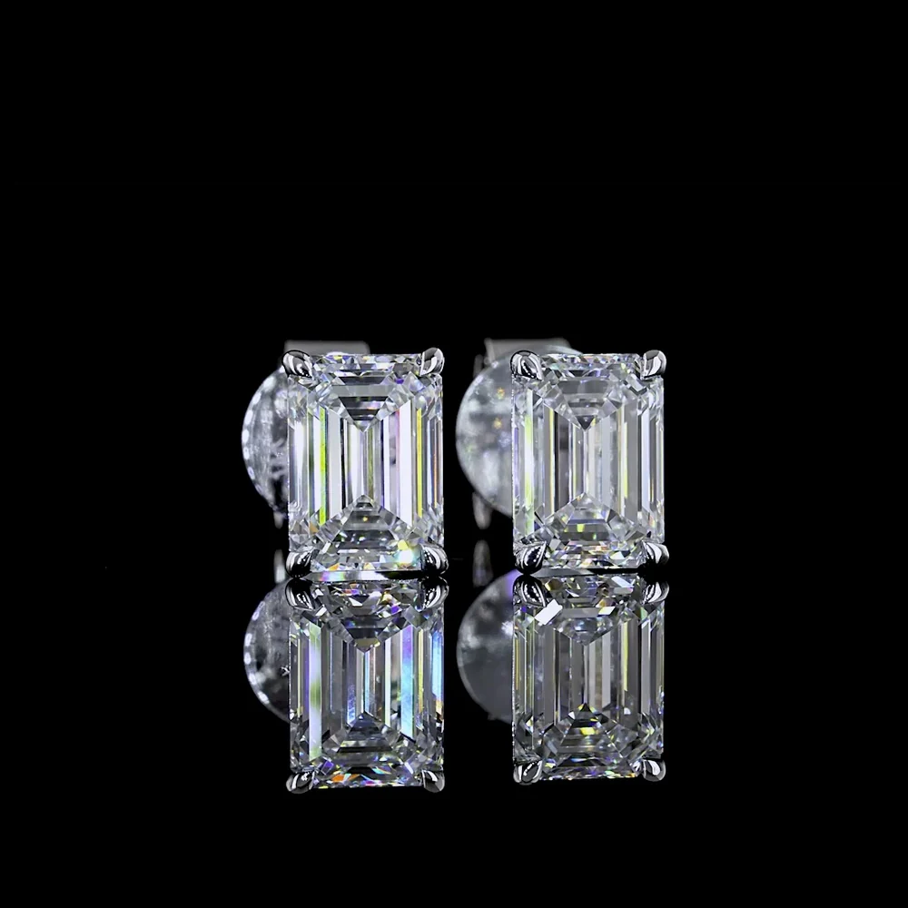 14K White Gold Emerald Cut Diamond Stud Earrings - 1.57 Carat Total Weight - Covaloro Fine Jewelry - Image 2