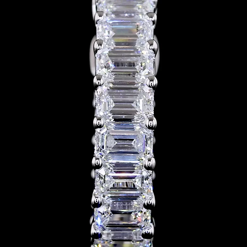 14K White Gold Emerald Cut Lab Diamond Huggie Earrings - 1.45 Carat Total Weight, E-F Color VS Clarity - Covaloro Fine Jewelry - Image 3