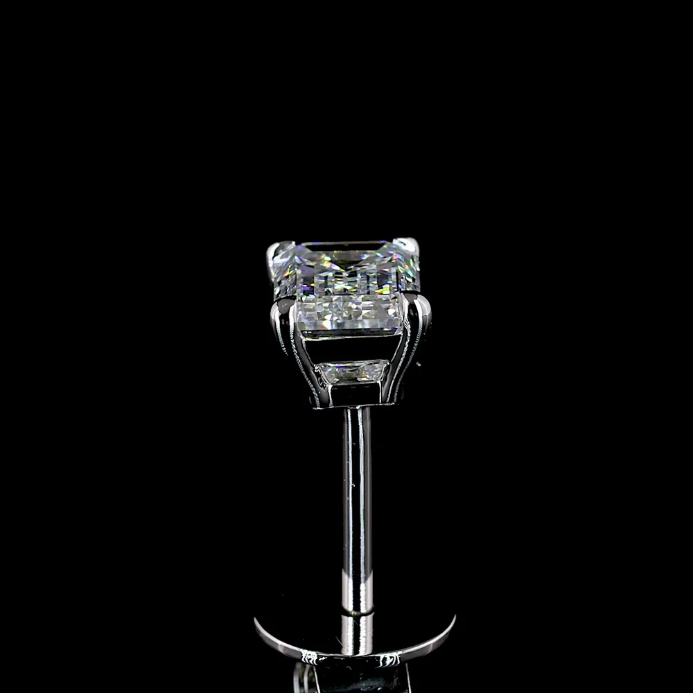 14K White Gold Emerald Cut Lab Diamond Stud Earrings - 1.06 Carat Total Weight, E-F Color, VS Clarity - Covaloro Fine Jewelry - Image 4