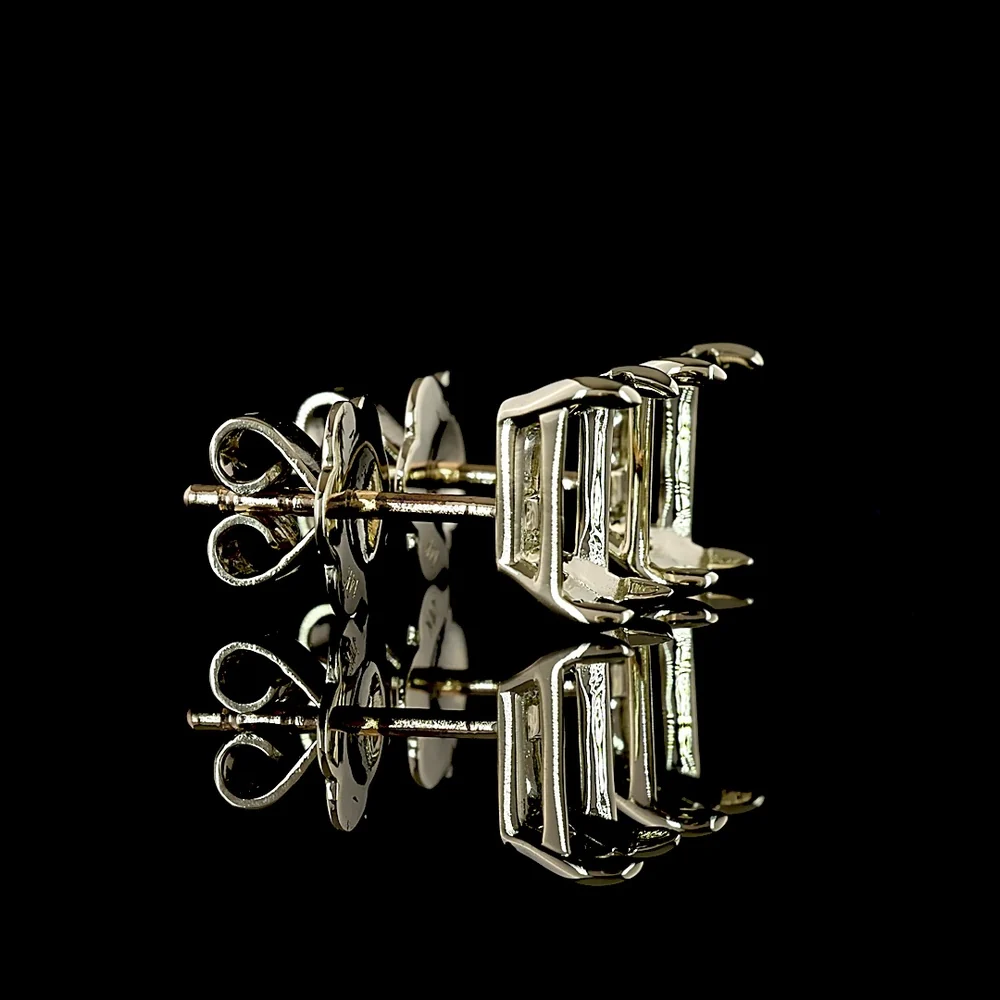 14K White Gold Emerald Cut Lab Diamond Stud Earrings with Four-Prong Setting - 2.45 Carat Total Weight, D Color VS1 Clarity, GIA Certified - Covaloro Fine Jewelry - Image 2