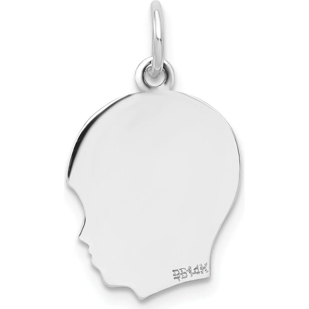 14K White Gold Engravable Boy Charm Pendant - Personalized Right-Facing Boy Silhouette by Oro Pregiato - Image 3