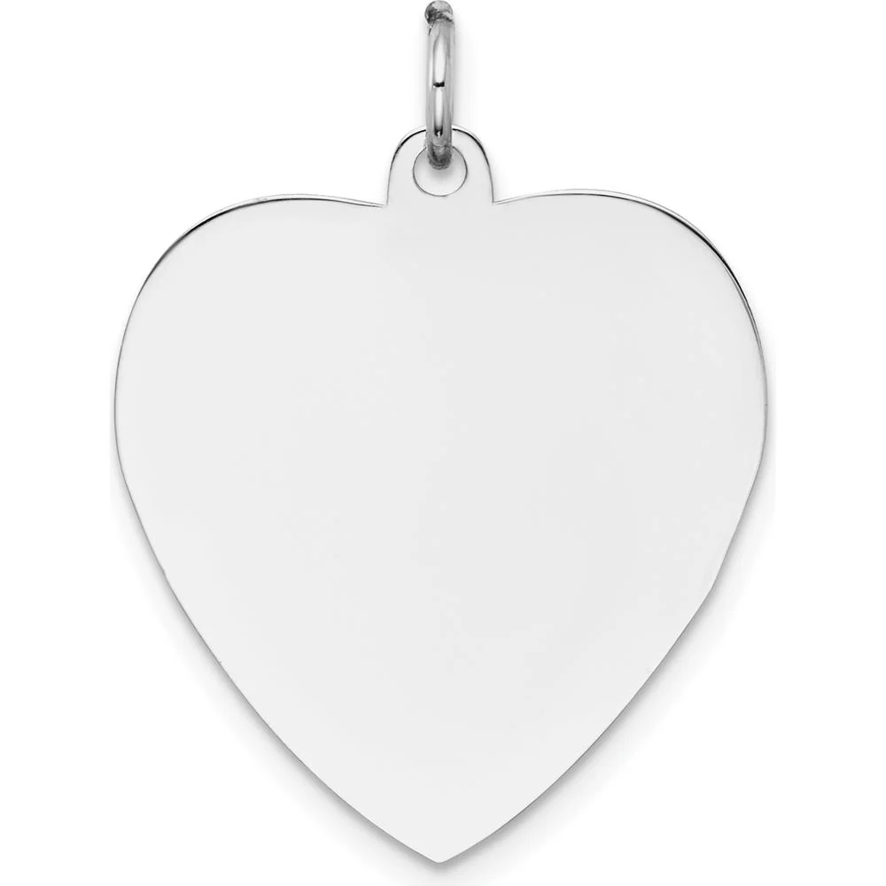 14K White Gold Engravable Heart Pendant Charm - 0.035 Gauge by Oro Pregiato