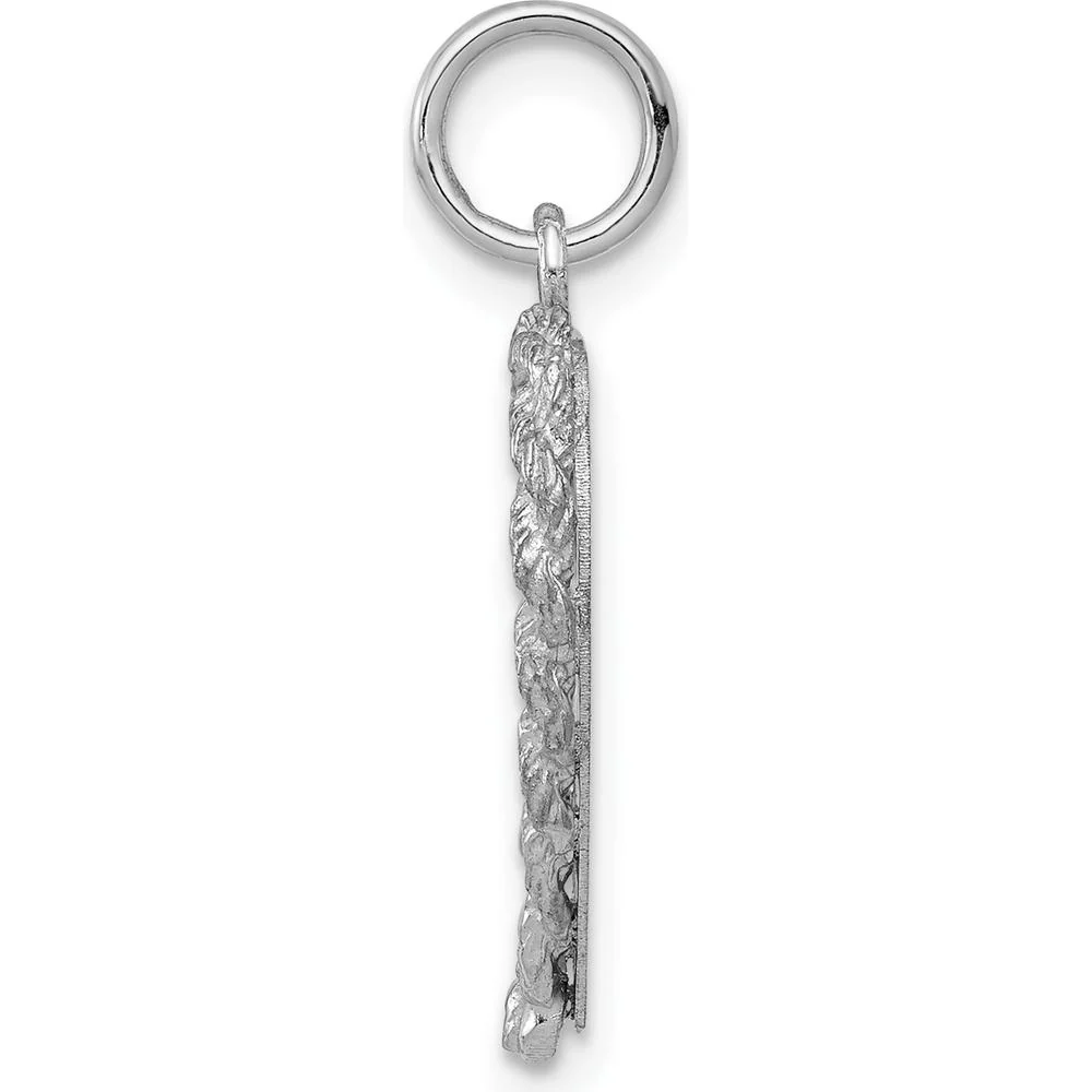 14K White Gold Engravable Heart Pendant with Etched Design - Personalized Charm by Oro Pregiato - Image 2