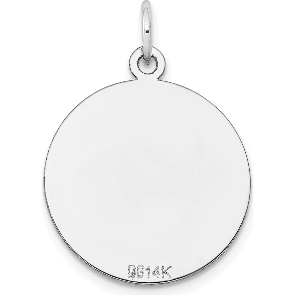 14K White Gold Engravable Round Disc Charm - Polished 19mm with Rhodium Plating by Oro Pregiato - Image 3