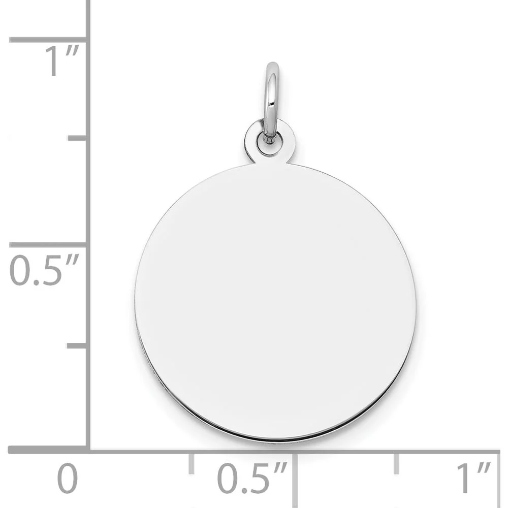 14K White Gold Engravable Round Disc Pendant - Personalized Charm, 25mm Length by Oro Pregiato - Image 3