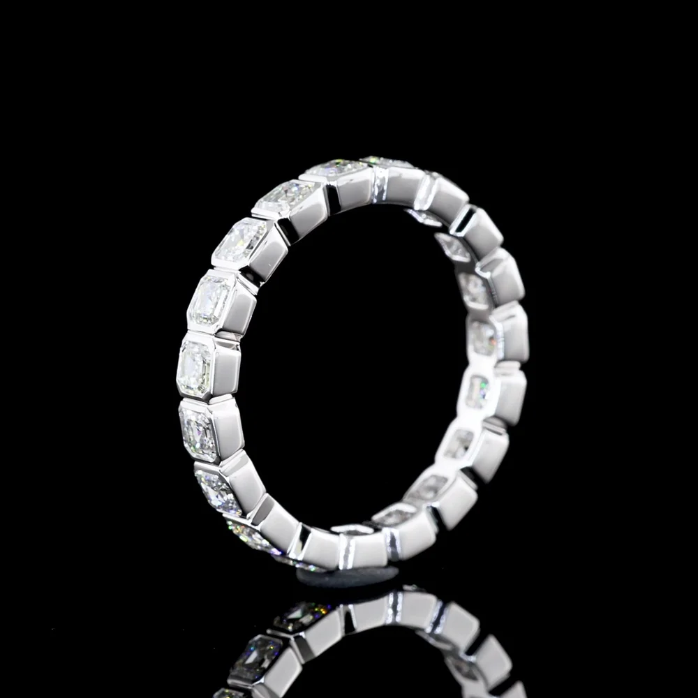 14K White Gold Eternity Band with Bezel-Set Asscher Cut Lab Diamonds - 19 Stones, 1.90 Carat Total Weight, E-F Color VS1 Clarity - Covaloro Fine Jewelry - Image 4