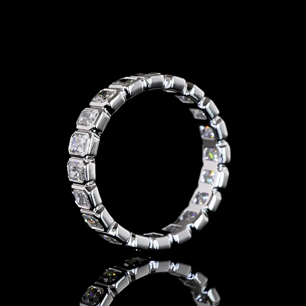 14K White Gold Eternity Band with Bezel Set Radiant Cut Lab Diamonds - 1.98 Carats Total Carat Weight, E-F Color VS1 Clarity - Covaloro Fine Jewelry - Image 4