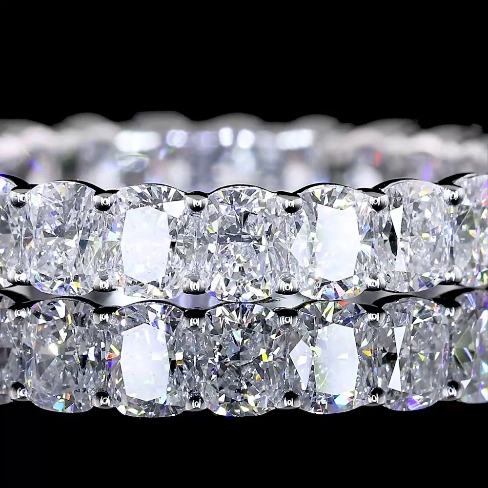 14K White Gold Eternity Band with Prong-Set Cushion Brilliant Cut Lab Diamonds - 2.20 Carat Total Weight, E-F Color, VS Clarity - Covaloro Fine Jewelry - Image 2