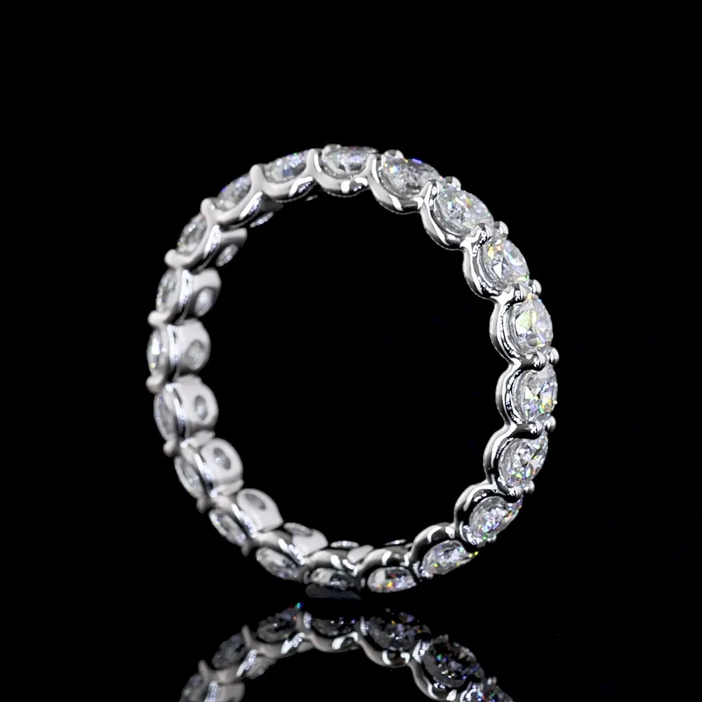 14K White Gold Eternity Band with U-Prong Set Round Cut Lab Diamonds - 2.02 Carat Total Diamond Weight (E-F Color, VS1 Clarity) - Covaloro Fine Jewelry - Image 3