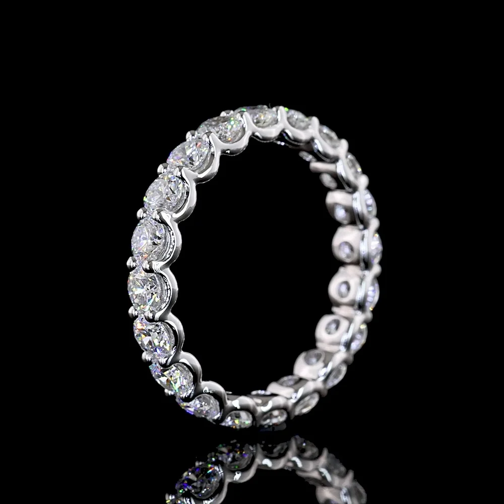 14K White Gold Eternity Band with U-Prong Set Round Cut Lab Diamonds - 2.02 Carat Total Diamond Weight (E-F Color, VS1 Clarity) - Covaloro Fine Jewelry - Image 4