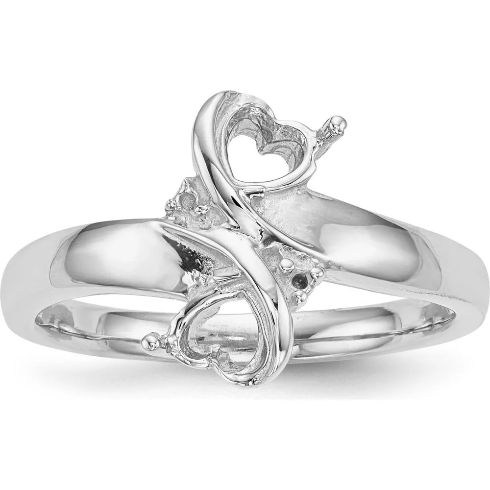 14K White Gold Family Jewelry Ring Mounting - Customizable for Mother's & Family Stones - Size 7 by Oro Pregiato