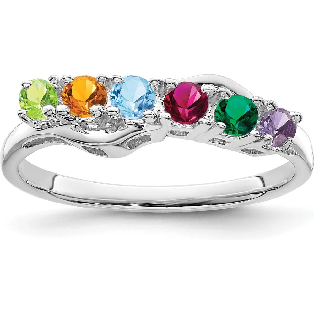 14K White Gold Family Jewelry Ring Mounting - Customizable with Personal Stones - Size 7 by Monteluci Fine Jewelry