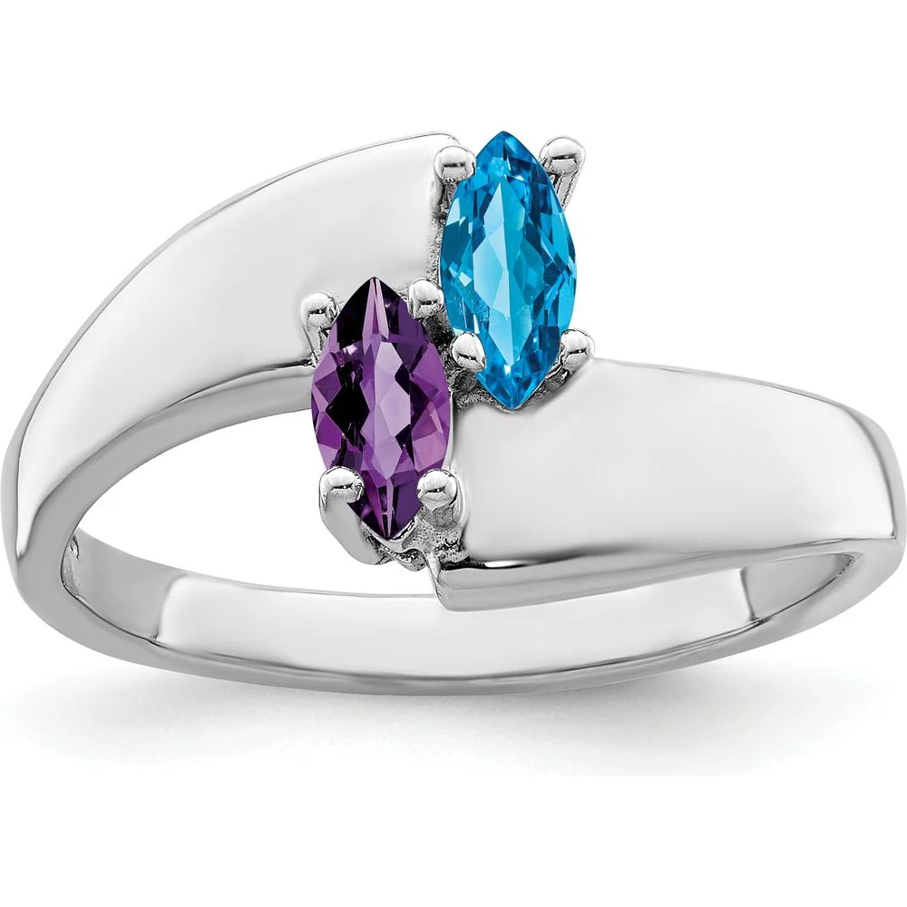 14K White Gold Family Jewelry Ring Mounting - Polished Finish, Rhodium Plated - Size 7 by Monteluci Fine Jewelry