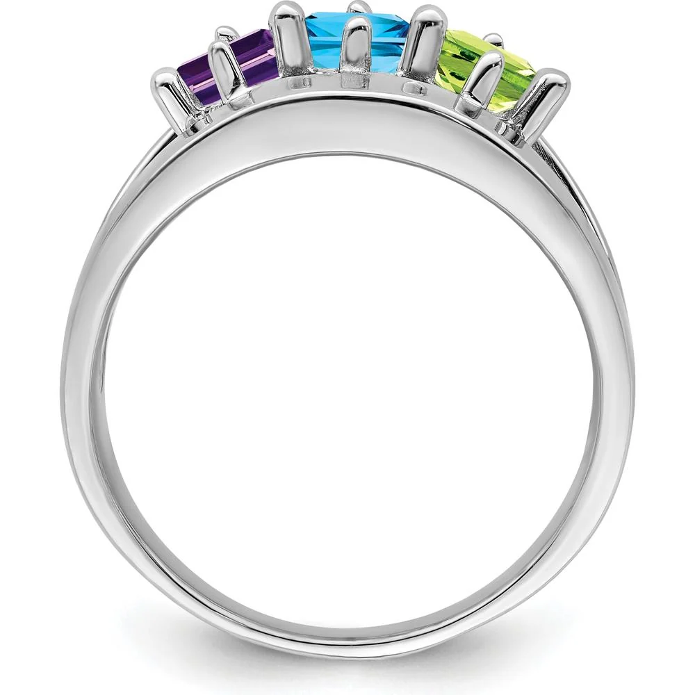 14K White Gold Family Jewelry Ring Mounting - Polished Rhodium Finish, 4mm Width - Size 7 by Oro Pregiato - Image 3