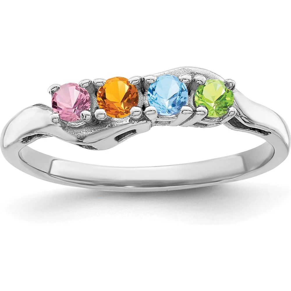 14K White Gold Family Jewelry Ring Mounting with Polished Band and Rhodium Plating - Size 7 by Monteluci Fine Jewelry