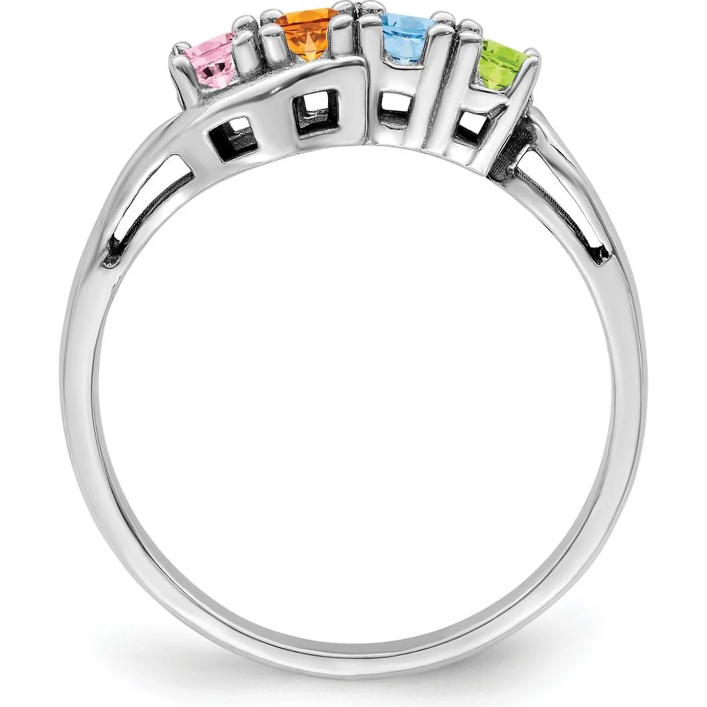 14K White Gold Family Jewelry Ring Mounting with Polished Band and Rhodium Plating - Size 7 by Monteluci Fine Jewelry - Image 3