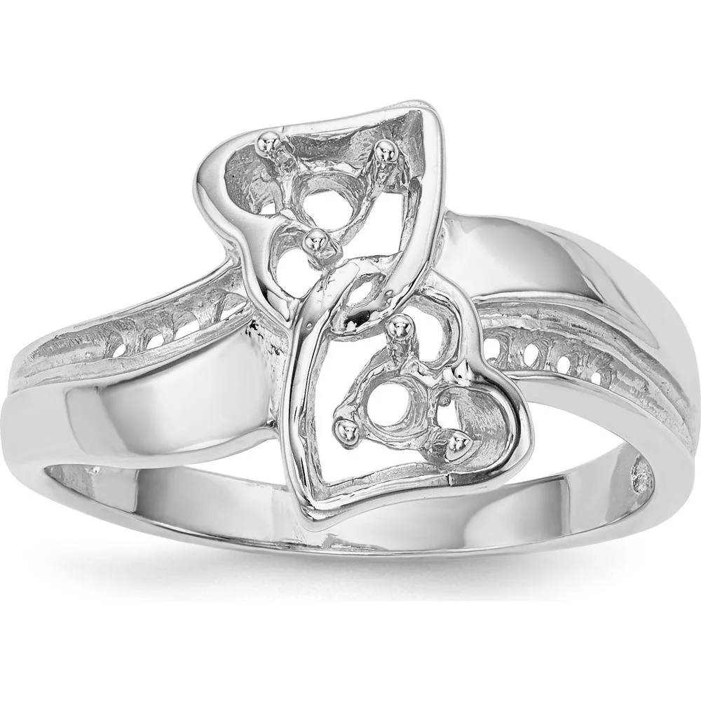 14K White Gold Family Jewelry Ring Mounting with Polished Finish - Adjustable Band - Size 7 by Oro Pregiato - Image 6