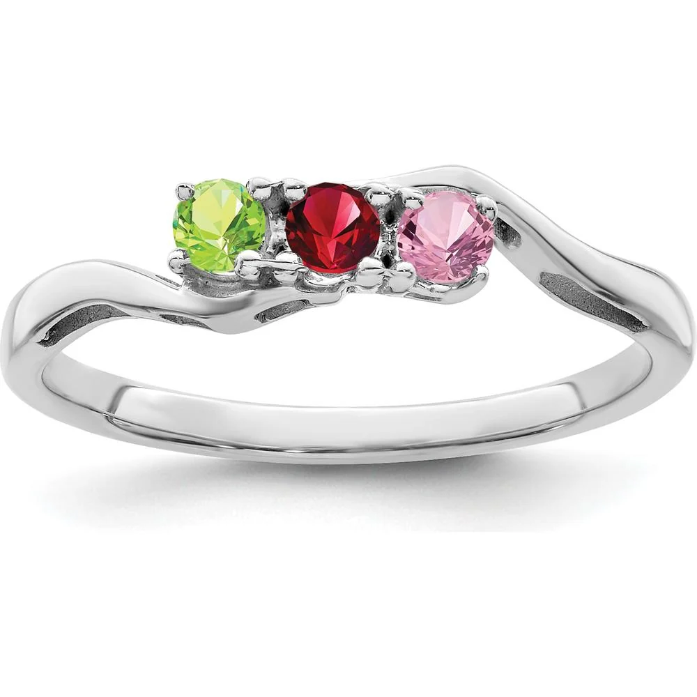 14K White Gold Family Jewelry Ring Mounting with Rhodium Plating - Customizable Design - Size 7 by Monteluci Fine Jewelry