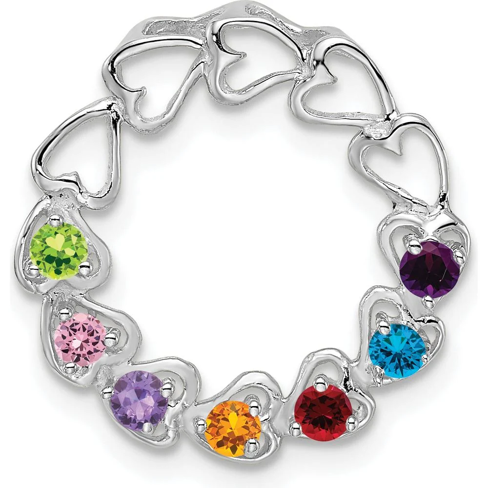 14K White Gold Family Pendant Mounting with Rhodium Plating - Customizable 7-Stone Design by Oro Pregiato - Image 2