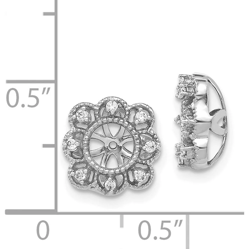 14K White Gold Fancy Diamond Earring Jackets with 16 Round Diamonds - 0.12 Carats Total Diamond Weight by Monteluci Fine Jewelry - Image 3