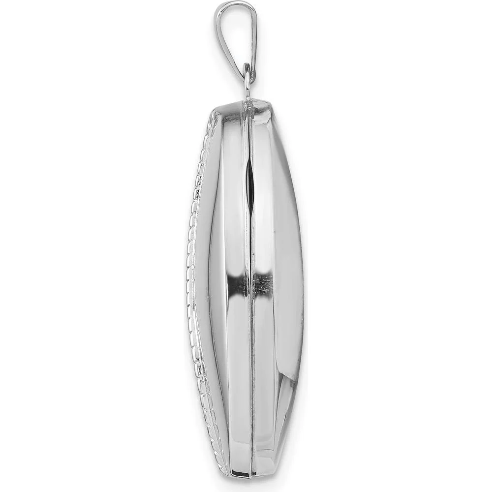 14K White Gold Fancy Half Swirl Design Locket Pendant - Engravable and Polished Finish by Monteluci Fine Jewelry - Image 2