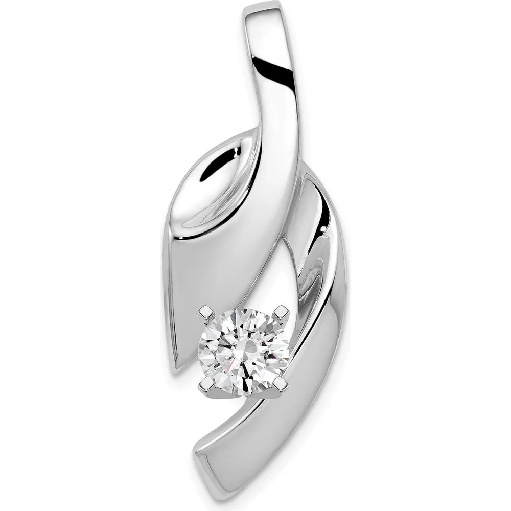 14K White Gold Fancy Peg-Set Diamond Slide Mounting for Custom Pendant - Fits Up to 6mm Omega by Oro Pregiato - Image 3