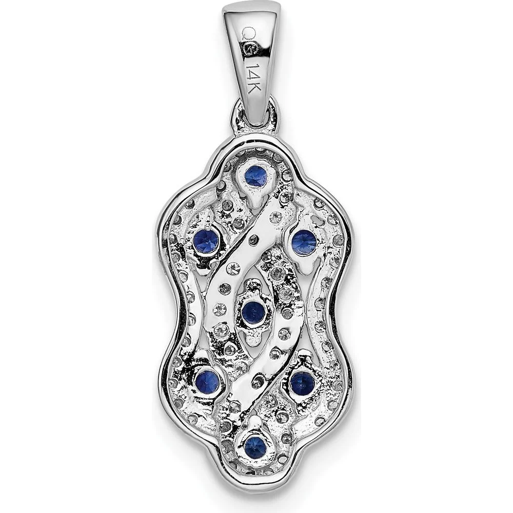14K White Gold Fancy Twist Pendant with Round Sapphires and Diamonds - 1/4 Carat Total Diamond Weight by Monteluci Fine Jewelry - Image 4