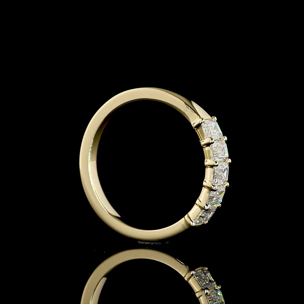 14K White Gold Five Stone Eternity Band with Emerald Cut Lab Grown Diamonds - 1.03 Carat Total Weight (E-F Color, VS1 Clarity) - Covaloro Fine Jewelry - Image 3