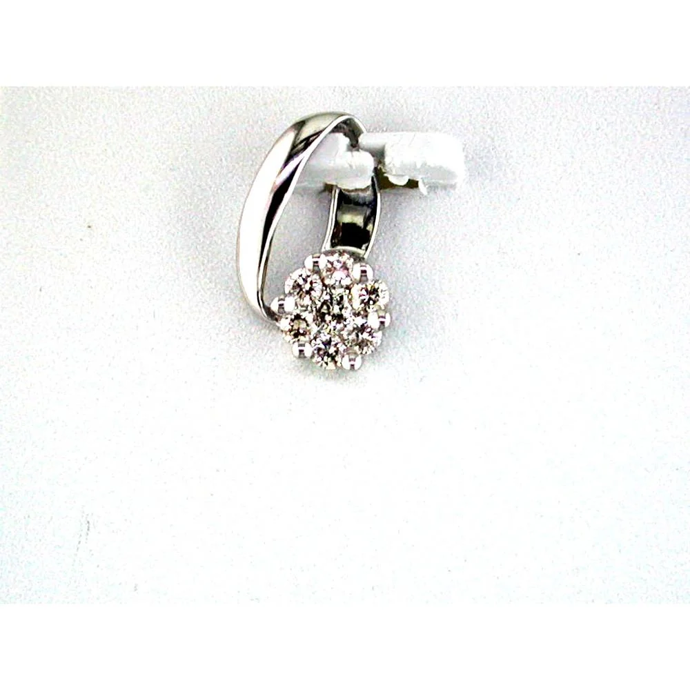 14K White Gold Floral Cluster Pendant with Round Brilliant Cut Diamonds - 0.25 Carat Total Diamond Weight - Royal Jewelry