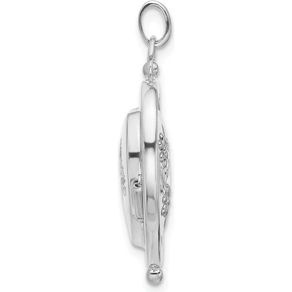 14K White Gold Floral "Special Mum" Reversible Heart Locket with Movable Charm and Rhodium Plating by Oro Pregiato - Image 2