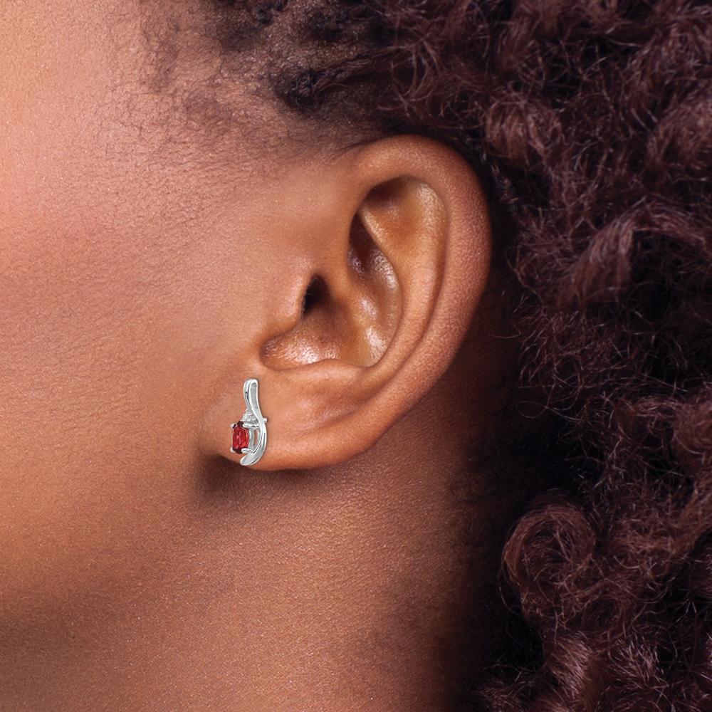 14K White Gold Garnet and Diamond Drop Earrings - 0.6 Carat Total Garnet Weight by Oro Pregiato - Image 3