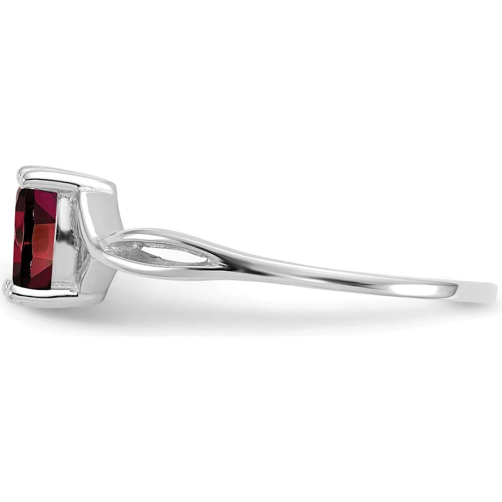 14K White Gold Garnet Birthstone Ring with Oval Faceted Garnet - 0.60 Carat Total Weight - Size 7 by Oro Pregiato - Image 4