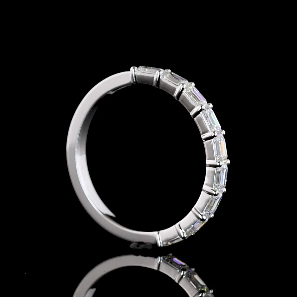 14K White Gold Half Eternity Band with East-West Emerald Cut Lab Diamonds - 1.00 Carat Total Weight, E-F Color VS1 Clarity - Covaloro Fine Jewelry - Image 3