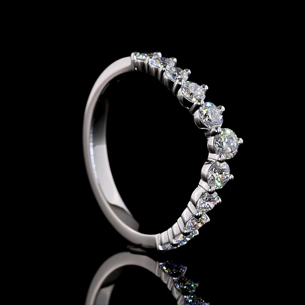 14K White Gold Half Eternity Band with Graduated Round Lab Diamonds - 0.76 Carat Total Diamond Weight E-F VS - Covaloro Fine Jewelry - Image 3