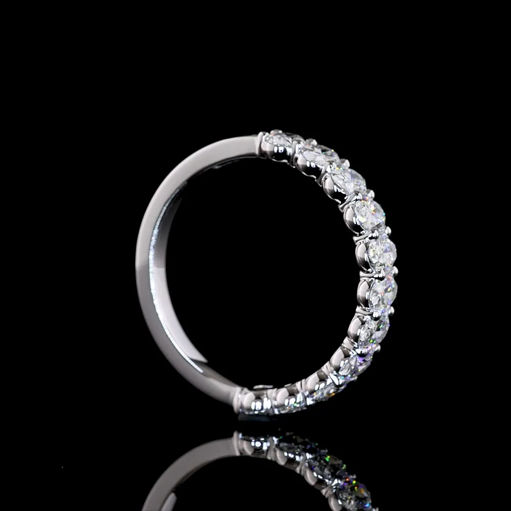 14K White Gold Half Eternity Band with Prong Set Oval Cut Lab Diamonds - 1.36 Carats Total Diamond Weight - Covaloro Fine Jewelry - Image 3