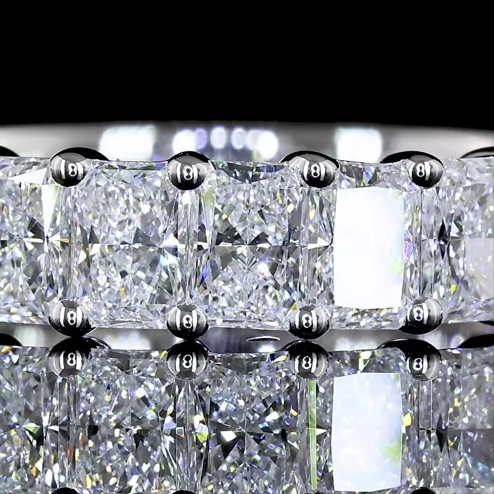 14K White Gold Half Eternity Band with Prong Set Radiant Cut Lab Diamonds - 1.62 Carat Total Diamond Weight - Covaloro Fine Jewelry - Image 2