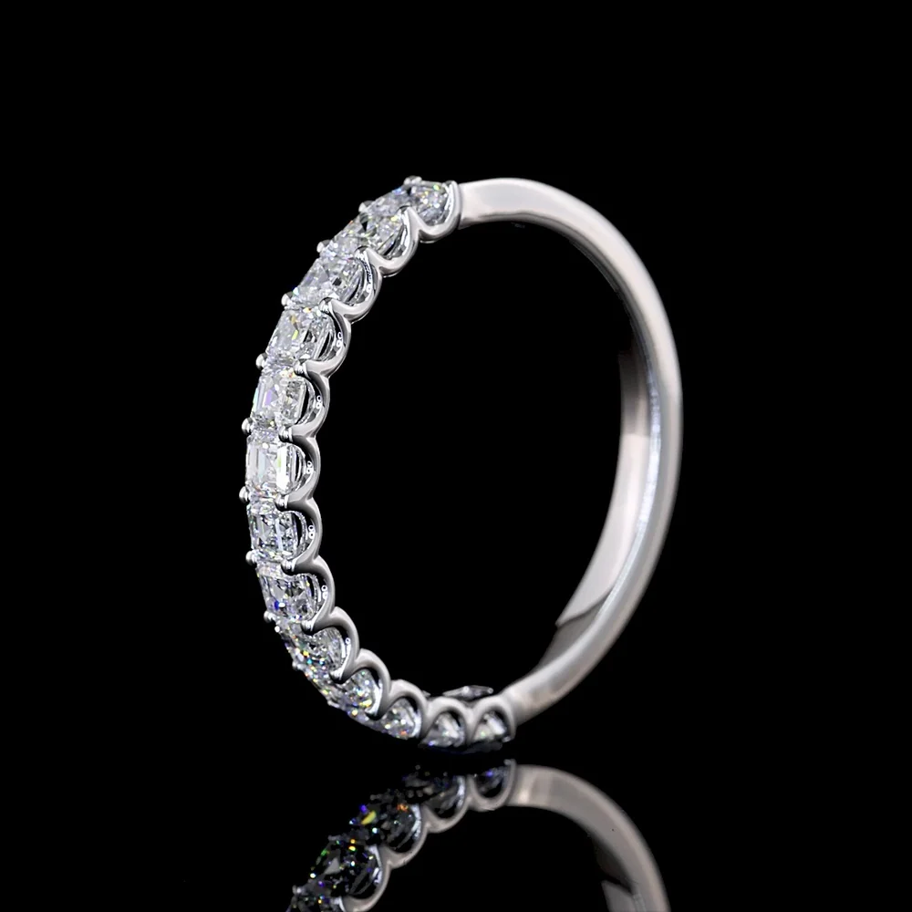 14K White Gold Half Eternity Band with U-Prong Set Asscher Cut Lab Diamonds - 0.90 Carat Total Diamond Weight - Covaloro Fine Jewelry - Image 4
