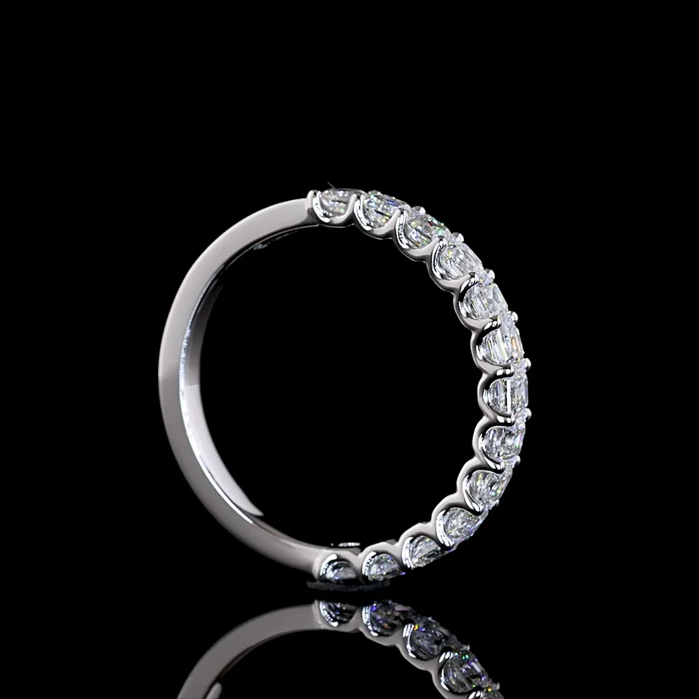 14K White Gold Half Eternity Band with U-Prong Set Asscher Cut Lab Diamonds - 1.11 Carat Total Weight, E-F Color VS1 Clarity - Covaloro Fine Jewelry - Image 3
