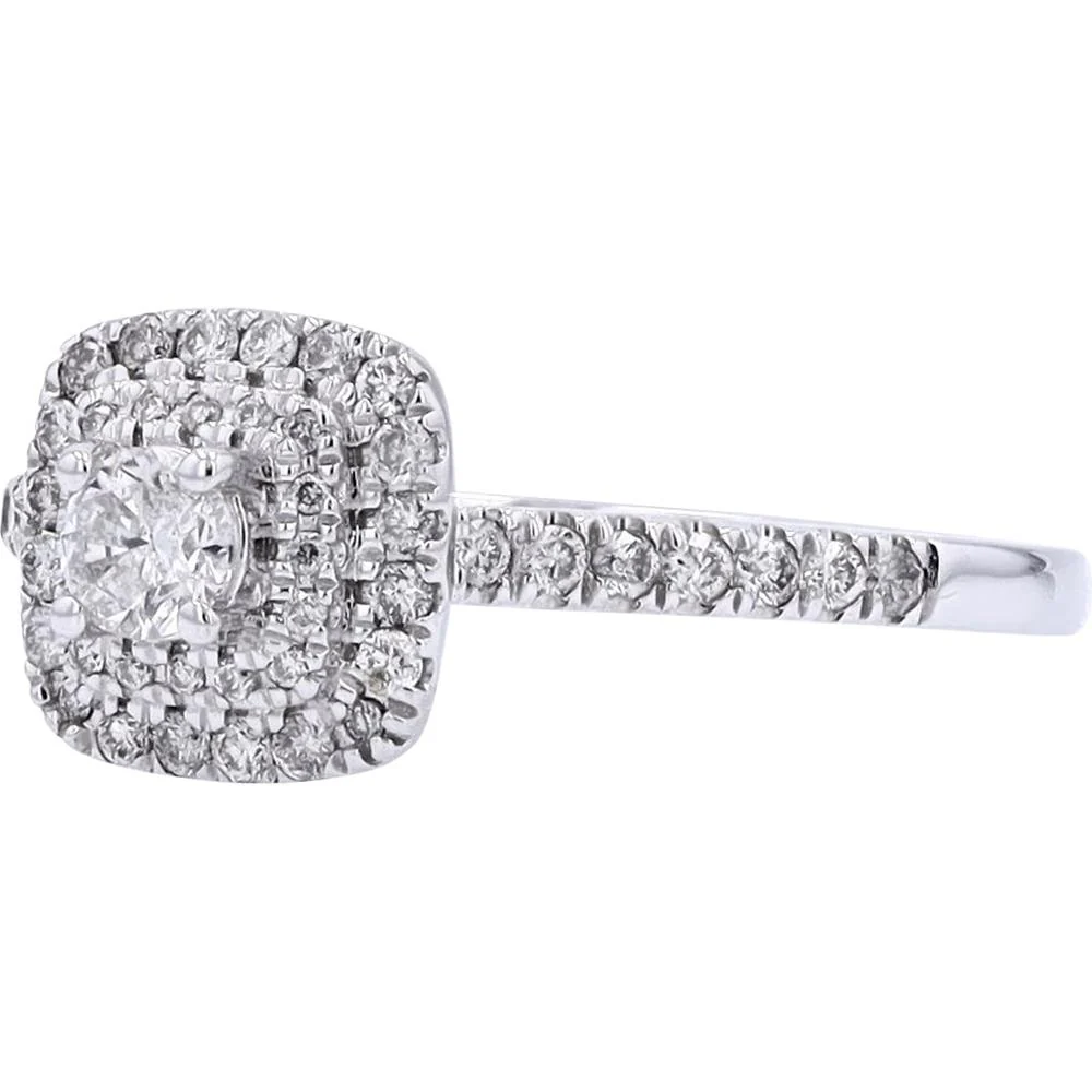 14K White Gold Halo Engagement Ring with 1/2 Carat Total Diamond Weight - Image 2