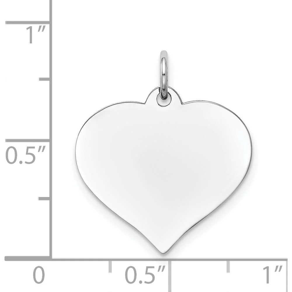 14K White Gold Heart Disc Charm Pendant with Polished Finish and Rhodium Plating by Oro Pregiato - Image 3