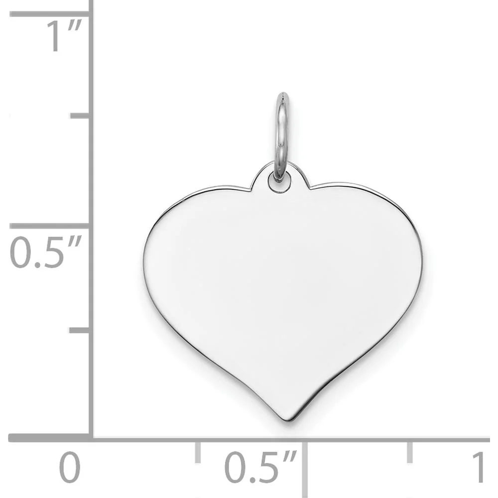 14K White Gold Heart Disc Charm with Polished Finish and Rhodium Plating by Oro Pregiato - Image 3
