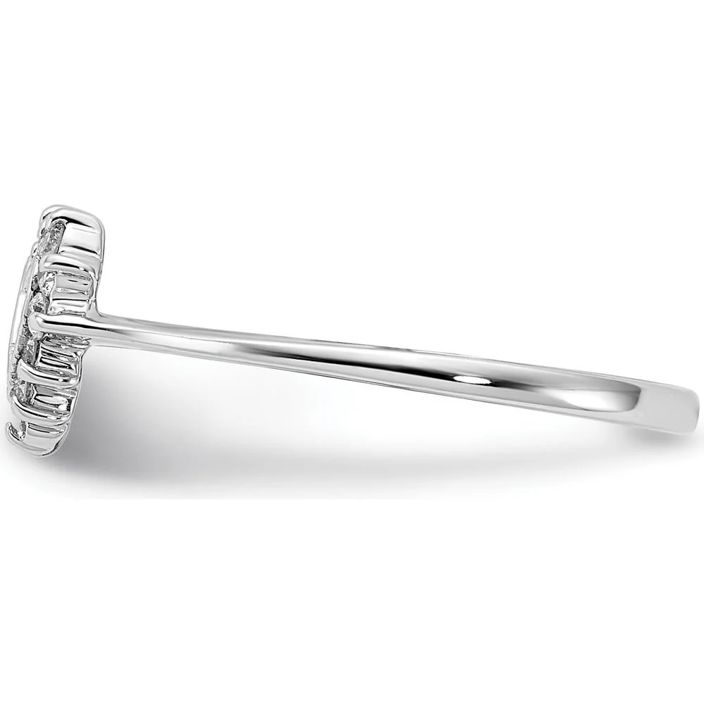 14K White Gold Heart-Shaped Diamond Ring with 12 Round Diamonds - 0.12 Carat Total Diamond Weight - Size 6 by Monteluci Fine Jewelry - Image 3
