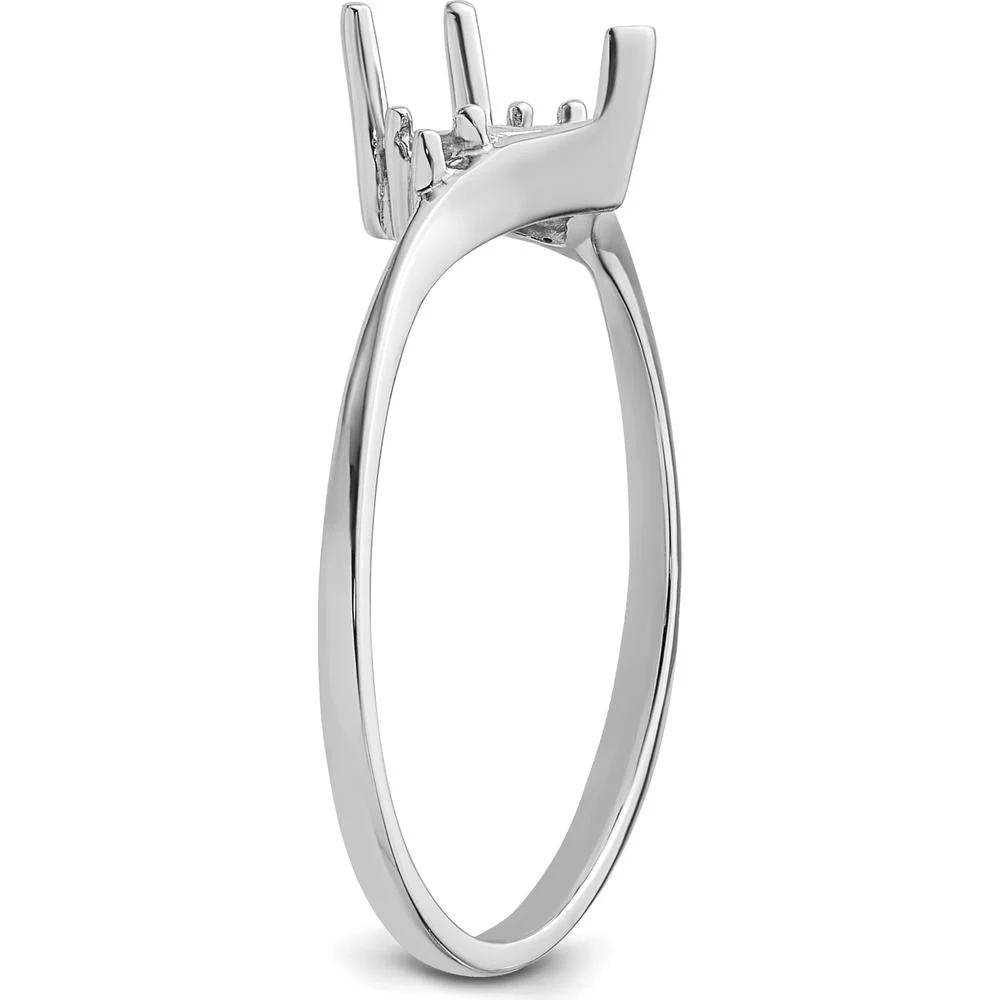 14K White Gold Heart Shaped Gemstone Ring Mounting - 6mm - Size 6 by Monteluci Fine Jewelry - Image 4