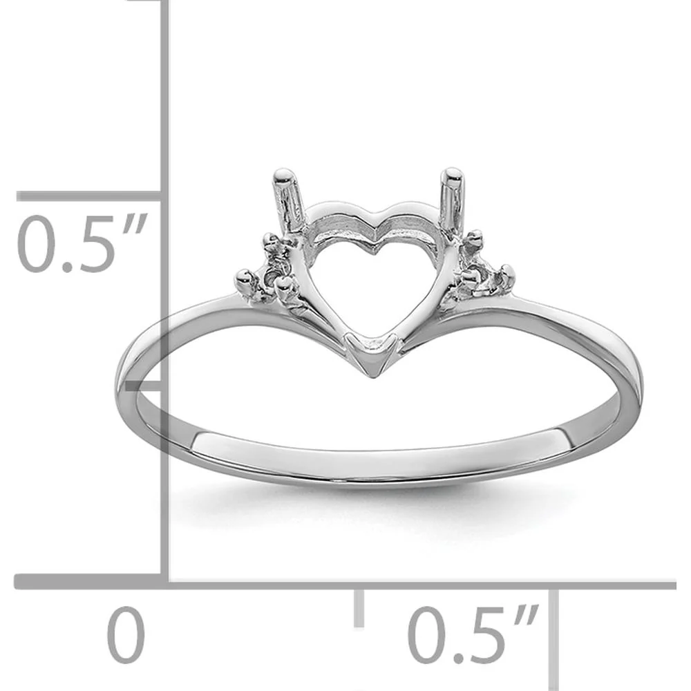14K White Gold Heart Shaped Gemstone Ring Mounting - 6mm - Size 6 by Monteluci Fine Jewelry - Image 5