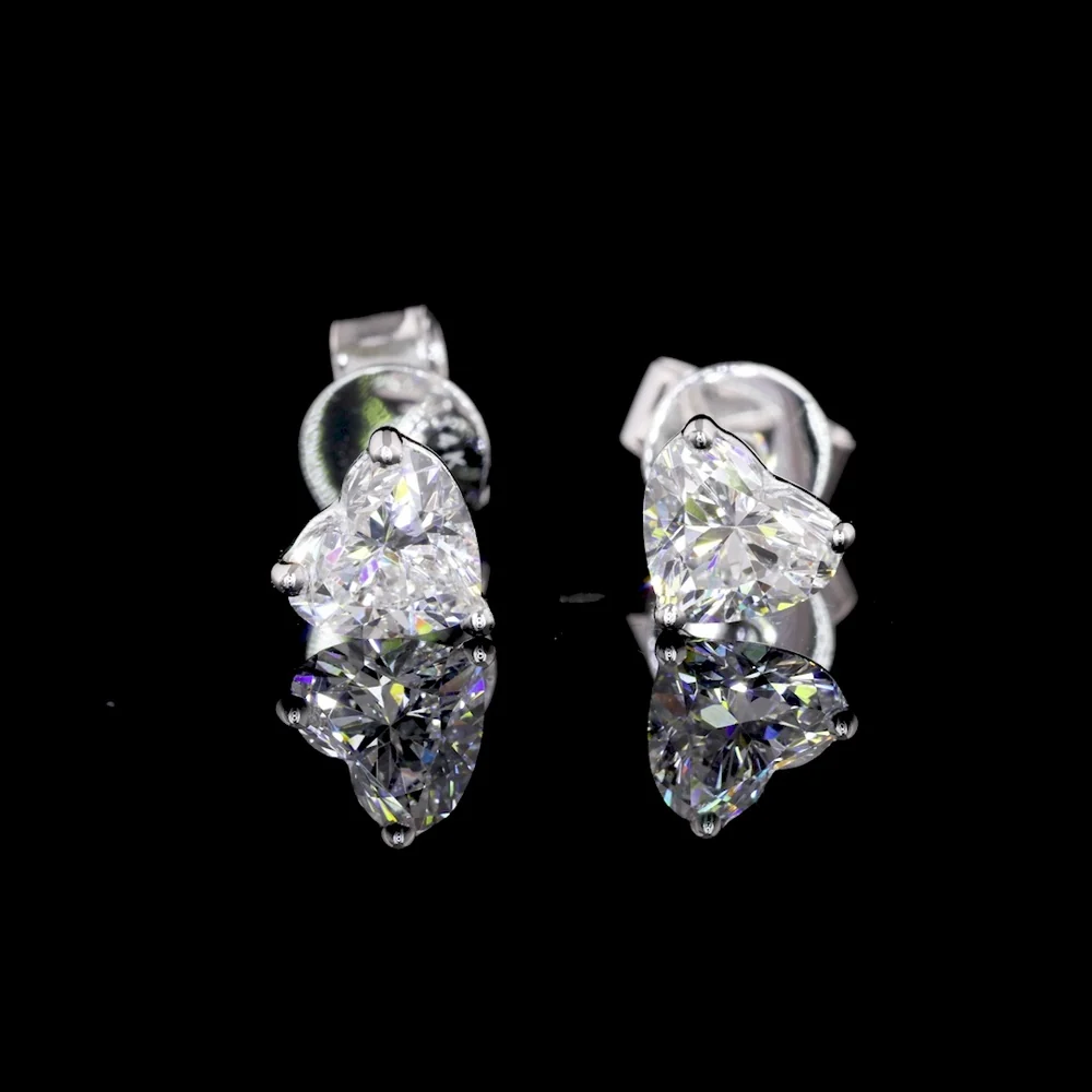 14K White Gold Heart Shaped Martini Set Earrings with Lab-Grown Diamonds - 0.84 Carat Total Weight, E-F Color VS1 Clarity - Covaloro Fine Jewelry - Image 3