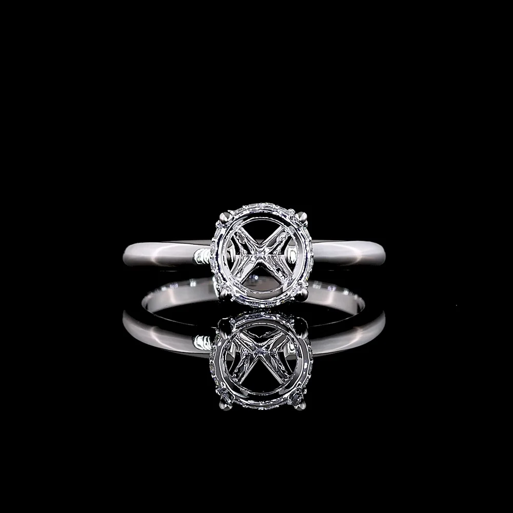 14K White Gold Hidden Halo Ring with 1.50 Carat Round Brilliant Lab Diamond and 0.07 Carat Diamond Accents - IGI Certified, 1.57 Carat Total Weight - Covaloro Fine Jewelry